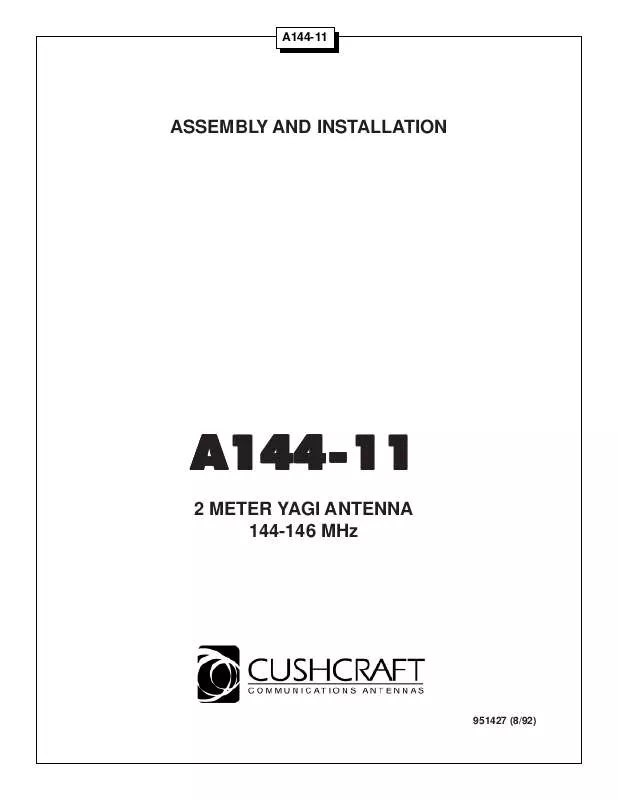 Mode d'emploi CUSCRAFT A144-11