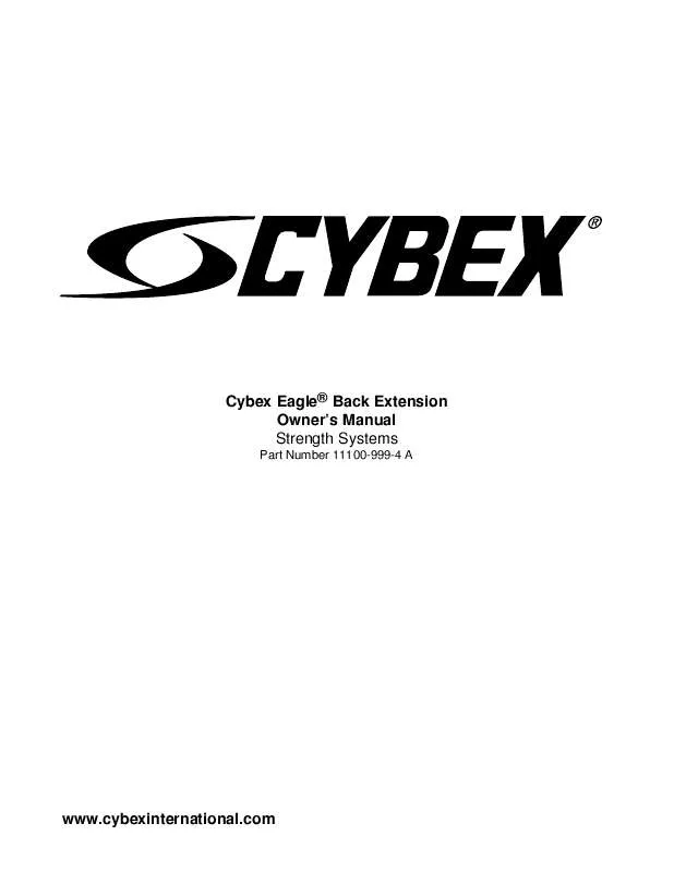 Mode d'emploi CYBEX INTERNATIONAL 11100_BACK EXTENSION