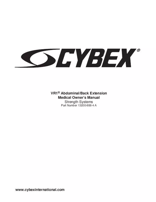 Mode d'emploi CYBEX INTERNATIONAL 13200 ABDOMINAL-BACK EXTENSION