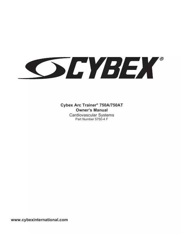 Mode d'emploi CYBEX INTERNATIONAL 750A-750AT ARC
