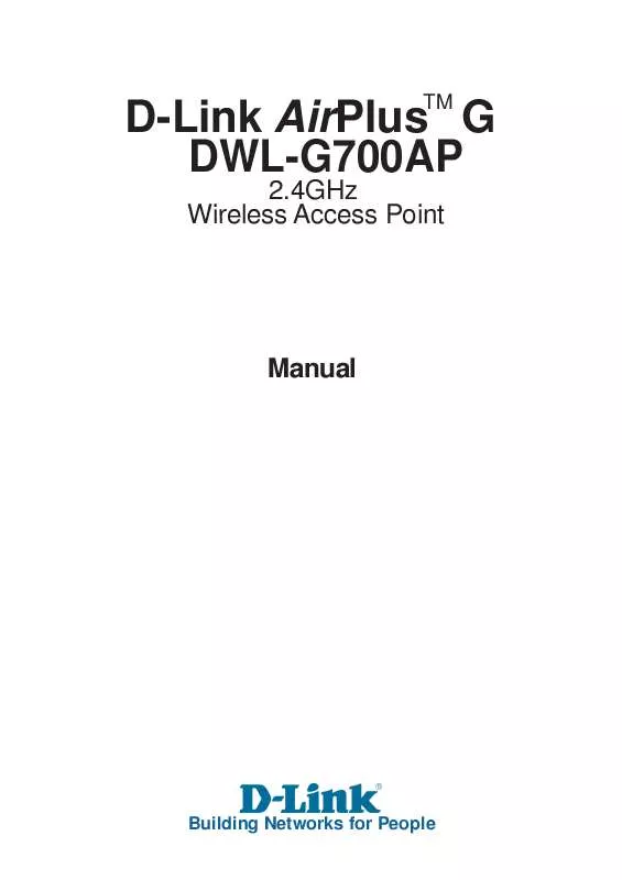 Mode d'emploi D-LINK AIRPLUS G DWL-G700AP