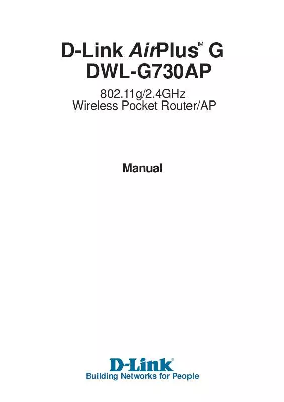 Mode d'emploi D-LINK AIRPLUS G DWL-G730AP
