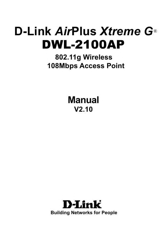 Mode d'emploi D-LINK AIRPLUS XTREME G DWL-2100AP