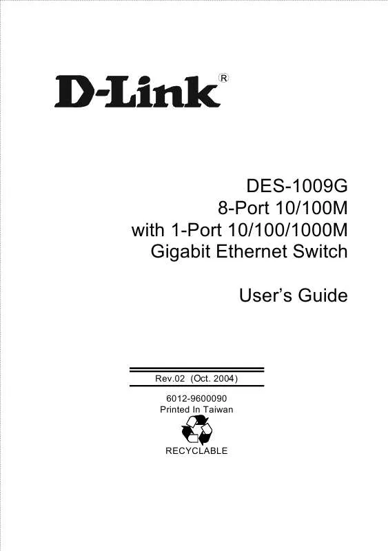 Mode d'emploi D-LINK DES-1009G