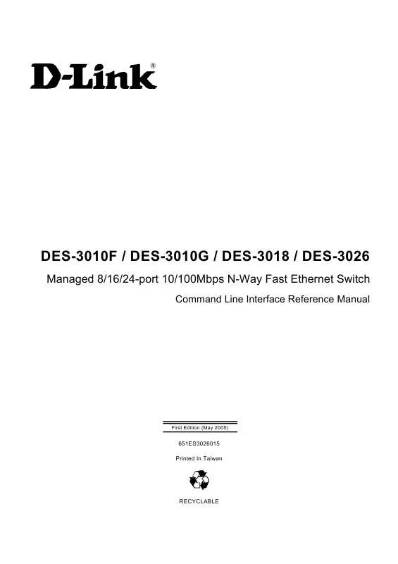 Mode d'emploi D-LINK DES-3010FL