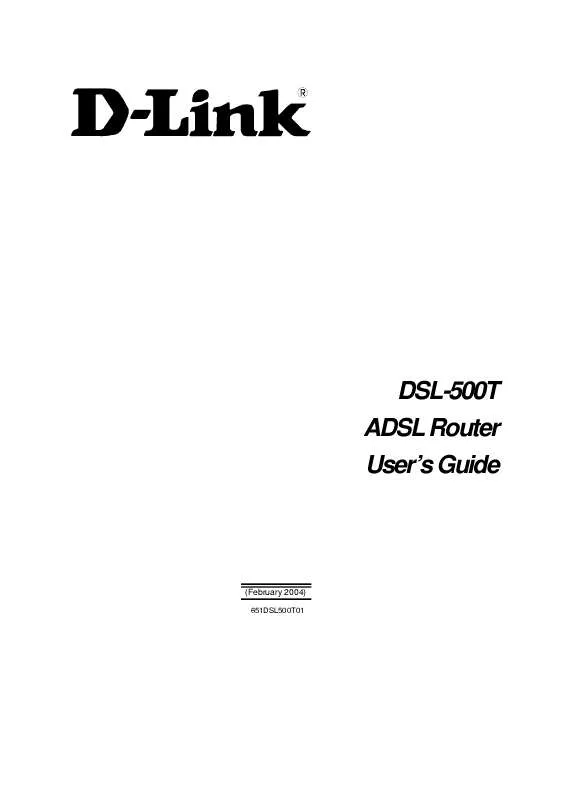 Mode d'emploi D-LINK DSL-500T