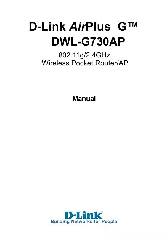 Mode d'emploi D-LINK DWL-G730AP