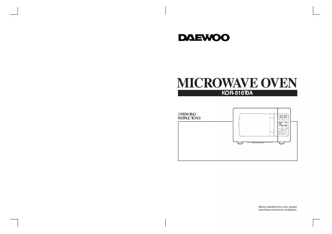 Mode d'emploi DAEWOO ELECTRONICS KOR-816TOA