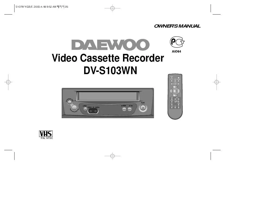 Mode d'emploi DAEWOO DV-S103WN