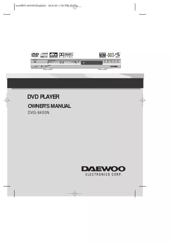 Mode d'emploi DAEWOO DVG-8400N