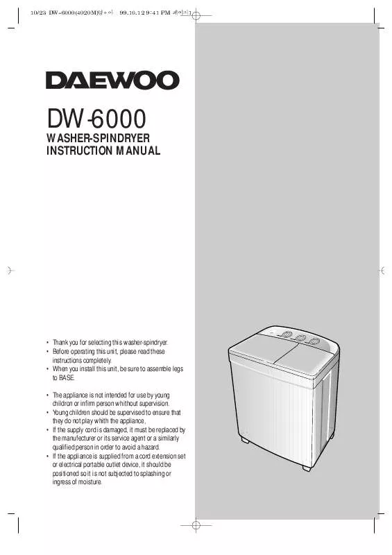Mode d'emploi DAEWOO DW-6000