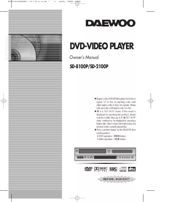 Mode d'emploi DAEWOO SD-8100P