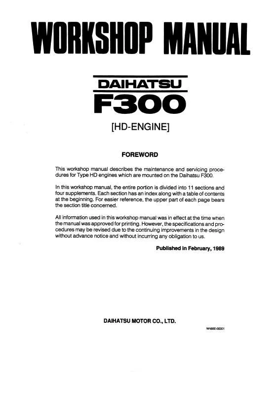 Mode d'emploi DAIHATSU F300