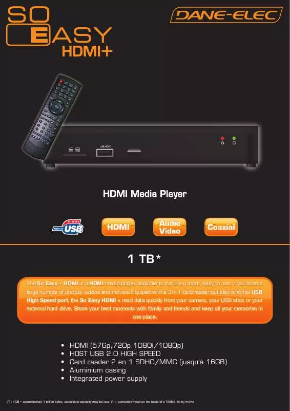 Mode d'emploi DANE-ELEC SO EASY HDMI PLUS