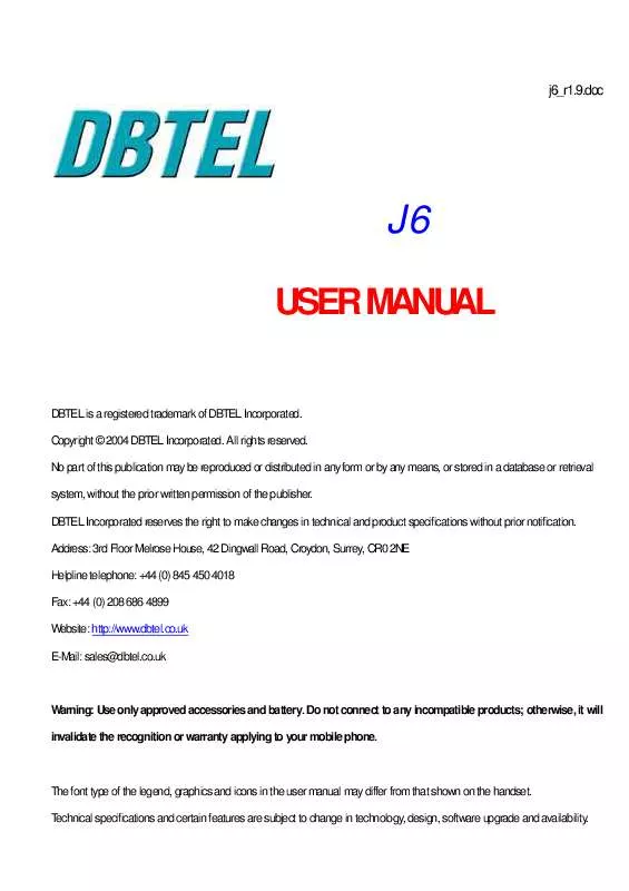 Mode d'emploi DBTEL J6