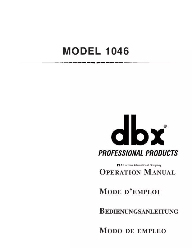 Mode d'emploi DBX 1046