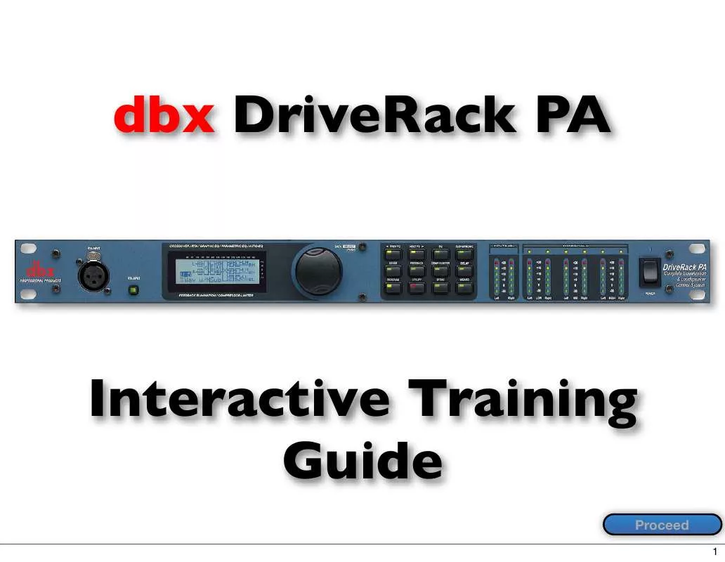 Mode d'emploi DBX DRIVERACK PA