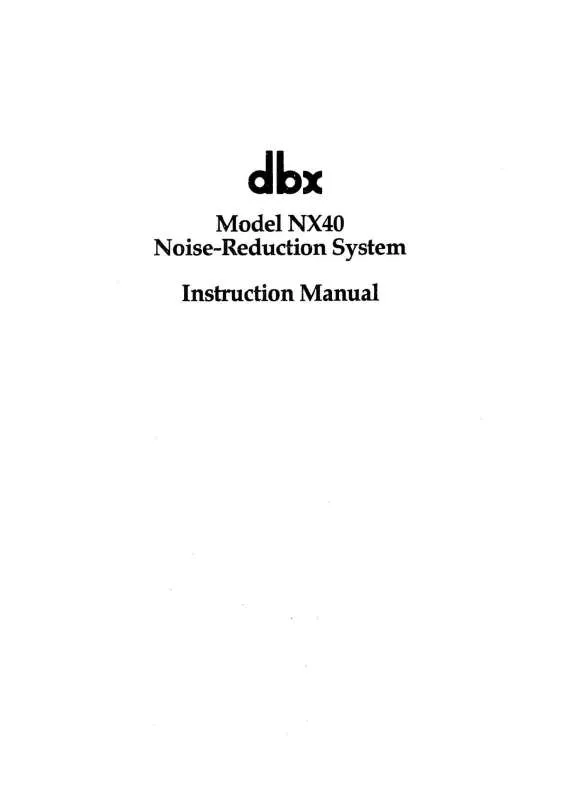 Mode d'emploi DBX MODEL NX40