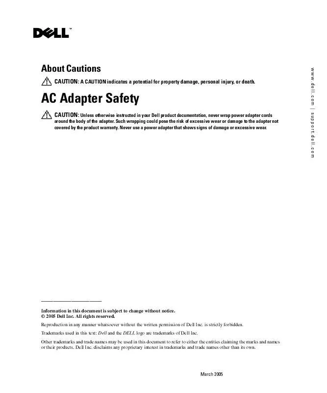 Mode d'emploi DELL AC ADAPTER SAFETY