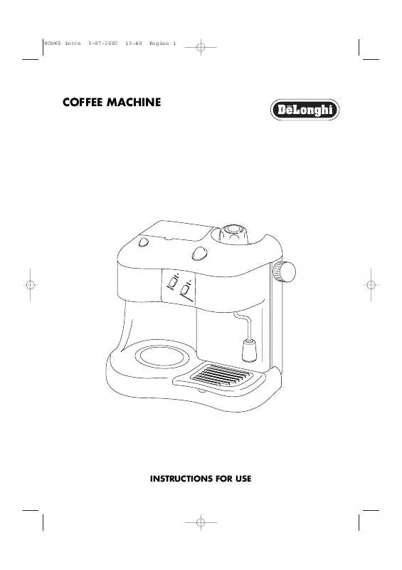 Mode d'emploi DELONGHI COFFEE MACHINE BCO65BS