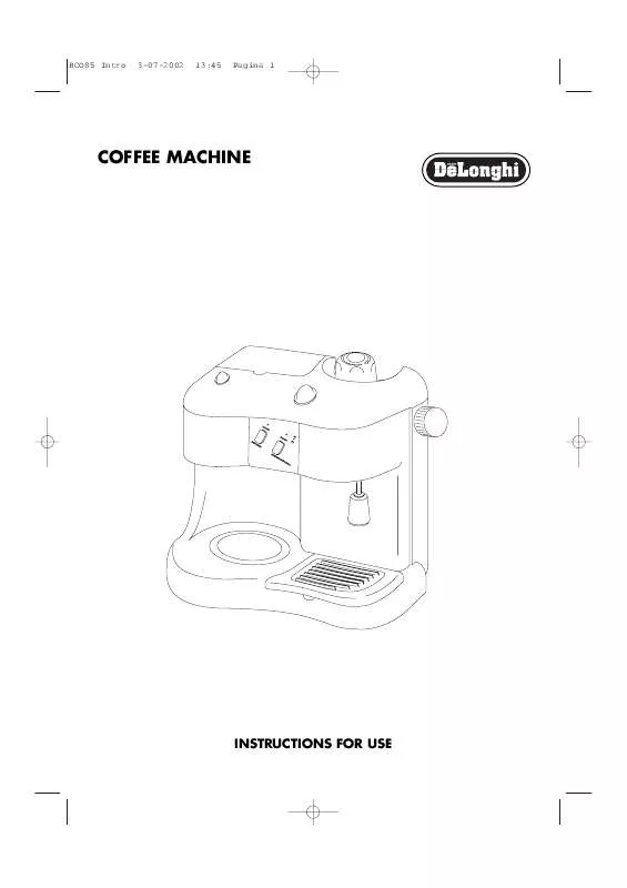 Mode d'emploi DELONGHI COFFEE MACHINE BCO85BS