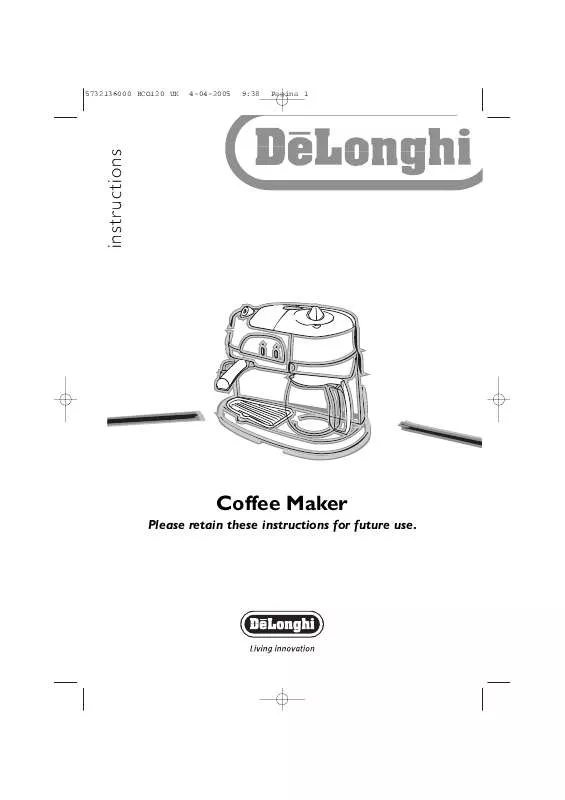Mode d'emploi DELONGHI COFFEE MAKER BCO120