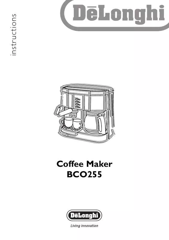 Mode d'emploi DELONGHI COFFEE MAKER BCO255