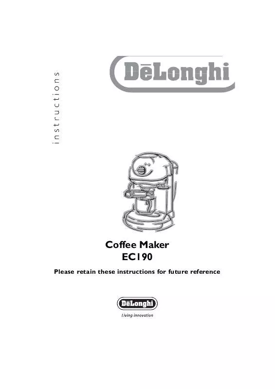 Mode d'emploi DELONGHI COFFEE MAKER EC190
