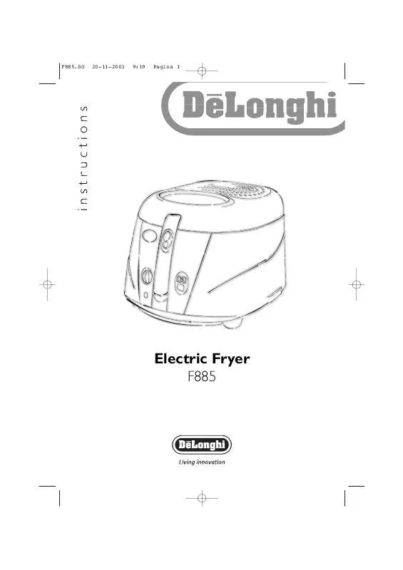 Mode d'emploi DELONGHI ELECTRIC DEEP FRYER F885SO