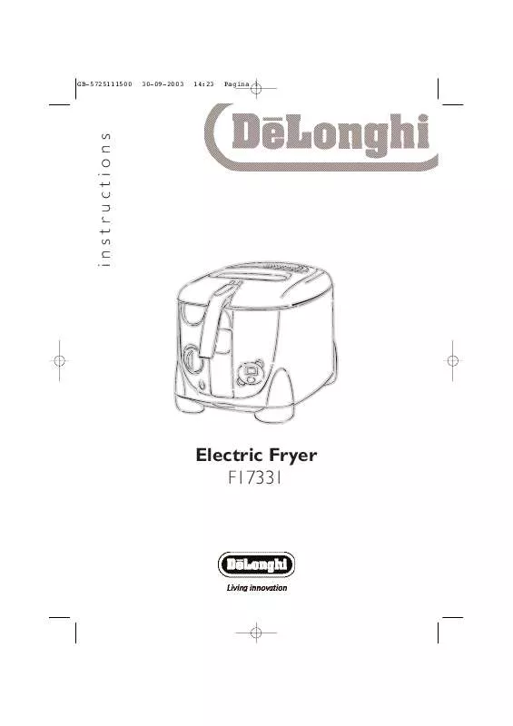Mode d'emploi DELONGHI ELECTRIC FRYER F17331