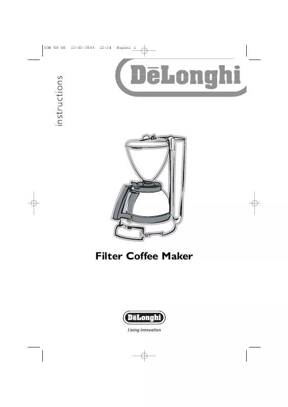 Mode d'emploi DELONGHI FILTER COFFEE MAKER ICM50