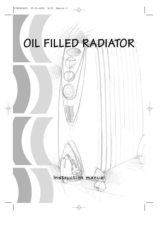 Mode d'emploi DELONGHI OIL FILLED RADIATOR G011230RTW