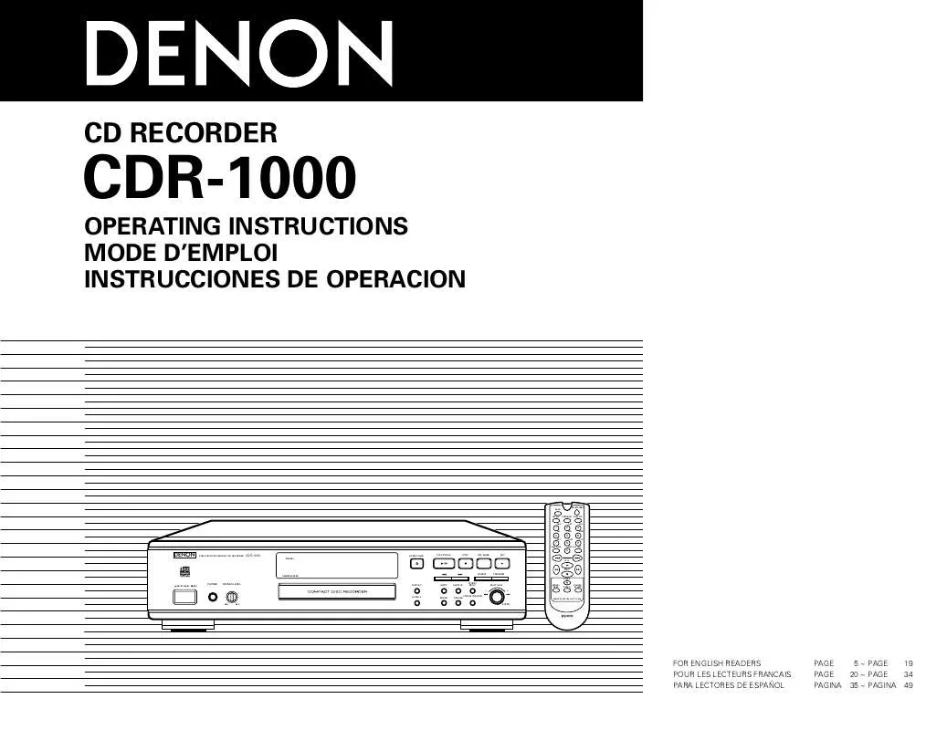 Mode d'emploi DENON CDR-1000