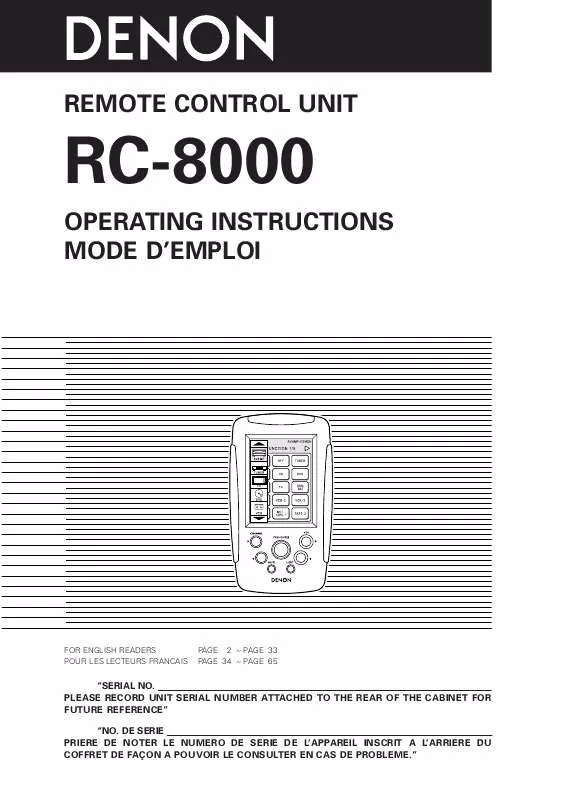 Mode d'emploi DENON RC-8000