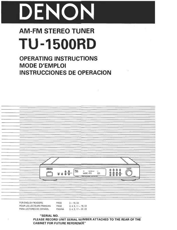 Mode d'emploi DENON TU-1500RDP
