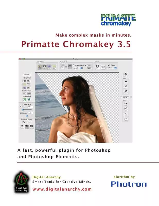Mode d'emploi DIGITAL ANARCHY PRIMATTE CHROMAKEY 3.5