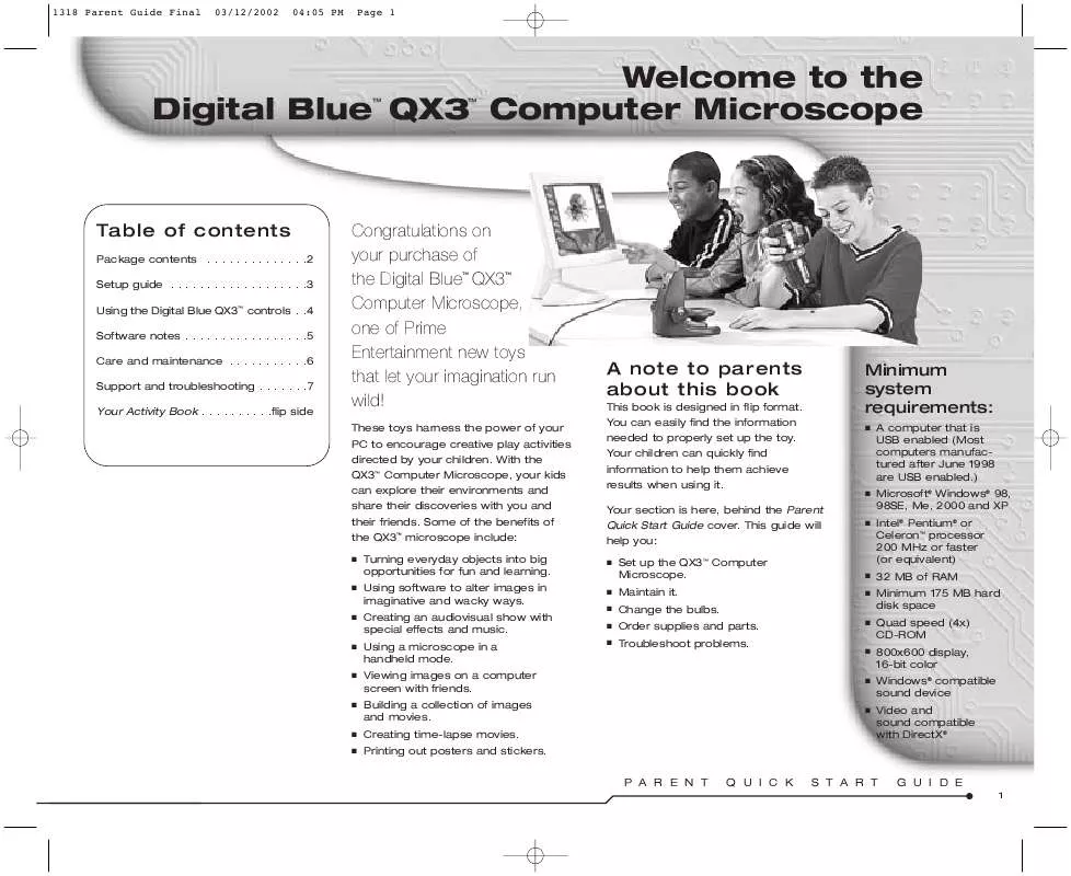 Mode d'emploi DIGITAL BLUE QX3 COMPUTER MICROSCOPE
