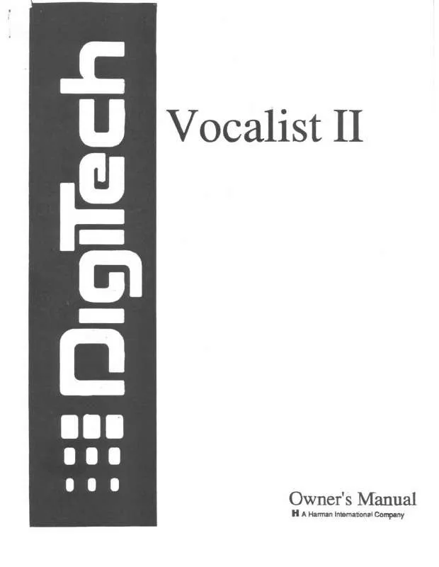 Mode d'emploi DIGITECH VOCALIST II