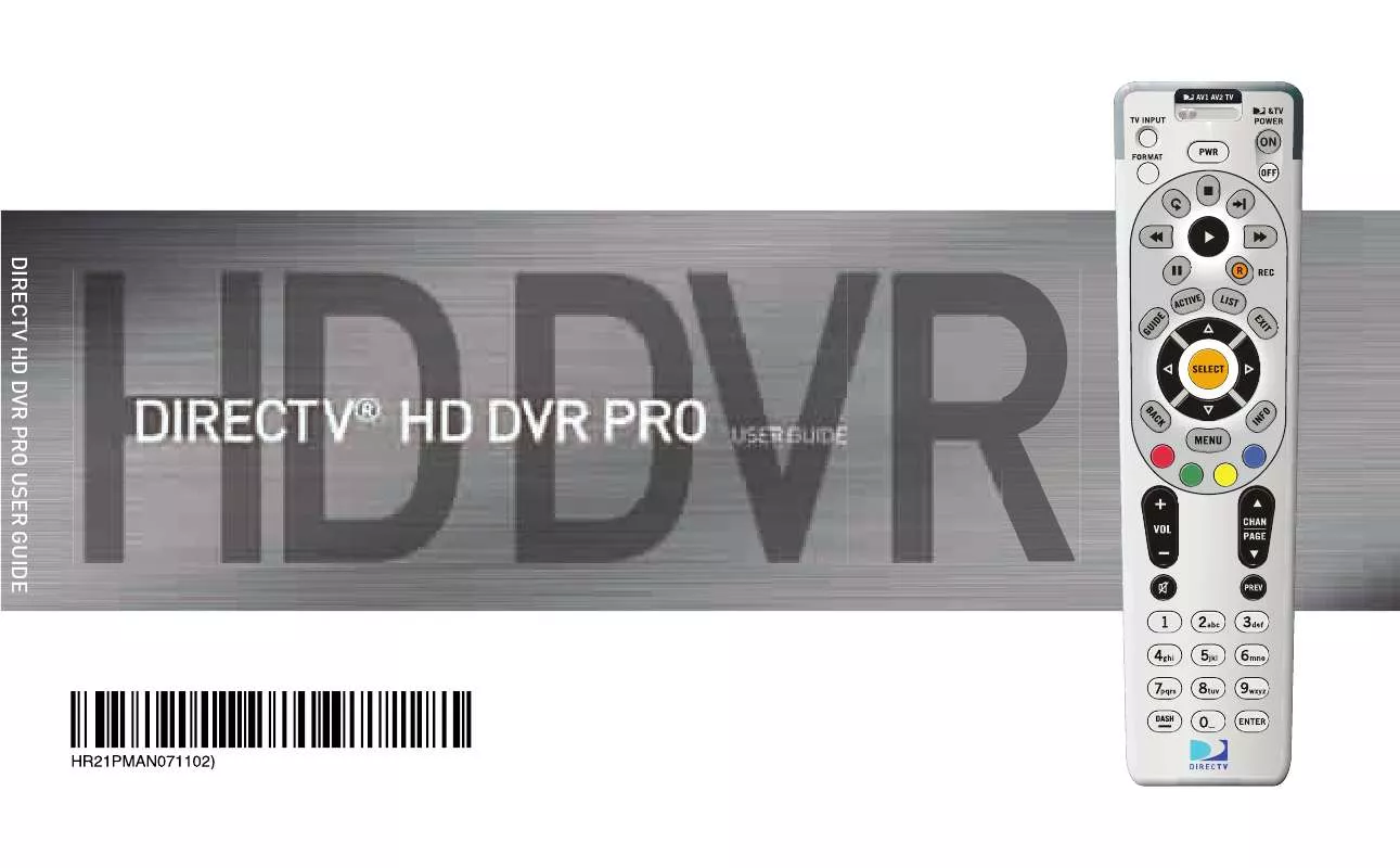 Mode d'emploi DIRECTV HD DVR PRO
