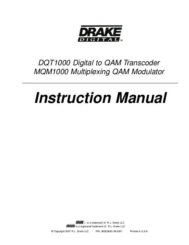 Mode d'emploi DRAKE DIGITAL DQT1000