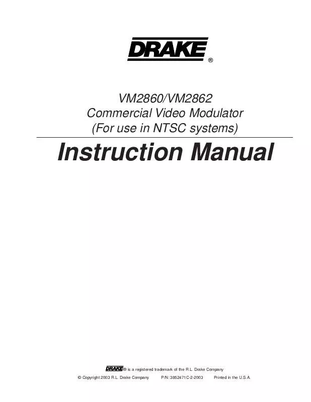 Mode d'emploi DRAKE DIGITAL VM2860