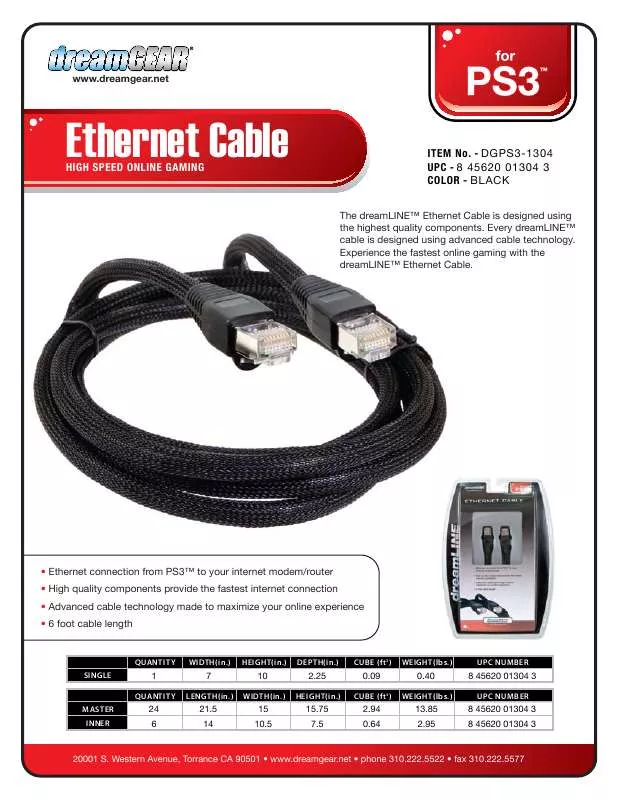 Mode d'emploi DREAMGEAR ETHERNET CABLE