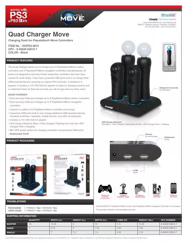 Mode d'emploi DREAMGEAR QUAD CHARGER MOVE