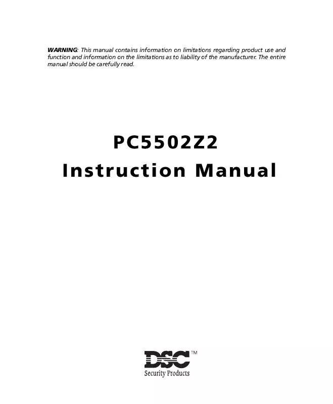 Mode d'emploi DSC PC5502Z2