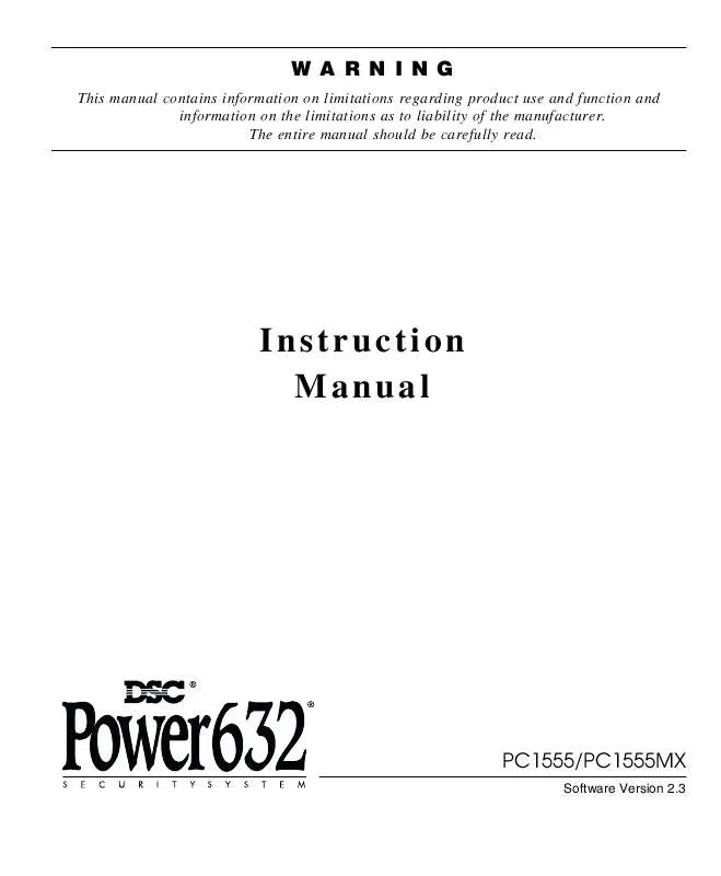 Mode d'emploi DSC POWER 632 V2.3