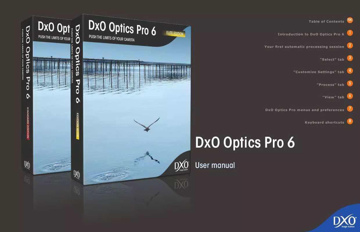 Mode d'emploi DXO OPTICS PRO 6.2