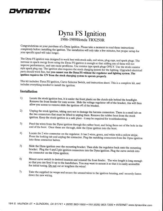 Mode d'emploi DYNATEK DFS1-11P