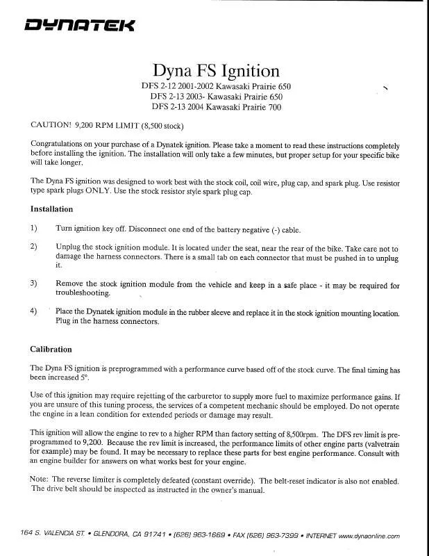 Mode d'emploi DYNATEK DFS2-12,2-13