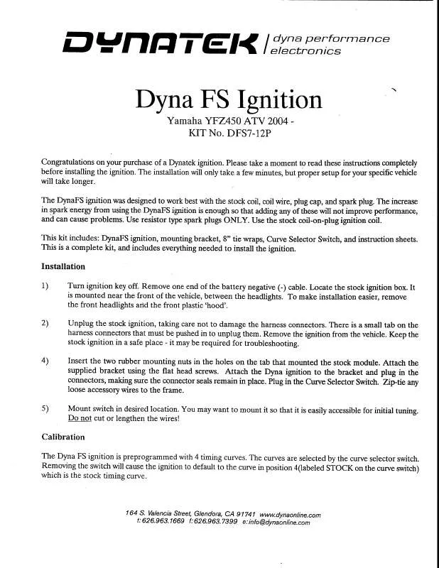 Mode d'emploi DYNATEK DFS7-12P