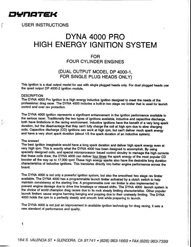 Mode d'emploi DYNATEK DP4000-1